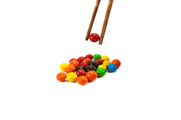 colorful candy with chopsticks