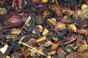 Macro view of organic tea mix