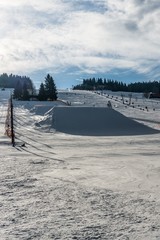 Obraz premium Snowy ski slope in the Czech Republic