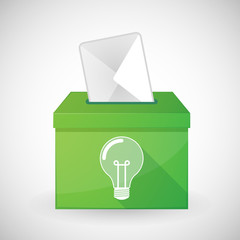 Green ballot box with a light bulb