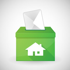 Green ballot box with a house