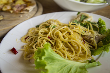 food pizza spaghetti carbonara lunch hungry dinner taste