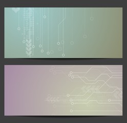 Abstract tech circuit board banners