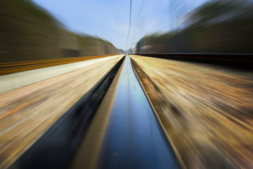 Blurred railroad in the country