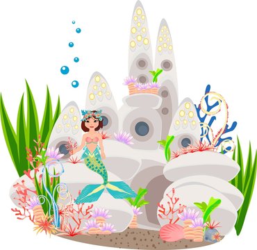 Mermaid and underwater castle