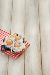 Easter eggs on picnic table