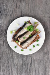 Sprats sandwiches, top view