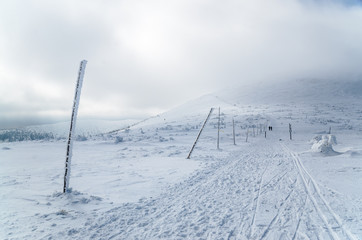 Winter scenery in polish Karkonosze mountains