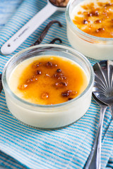 homemade creme brulee with cane sugar and fresh vanilla
