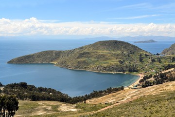 Fototapeta na wymiar View of Lake Titicaca between Bolivia and Peru