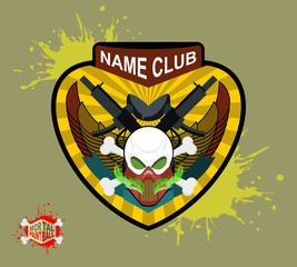 Paintball team logo and emblem. scary skull  in paintball  mask