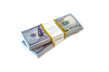 Dollar stack isolated on a white background