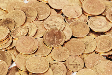 USSR old dirty coins background