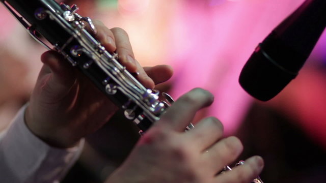 Close-up of musician playing clarinet