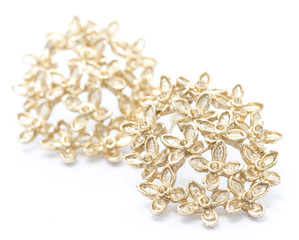 Golden Floral Earings in White background