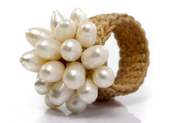 Old Pearls Ring Weave in White background