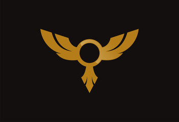Circle wings bird logo vector