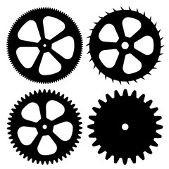 Vector black gears on white background.