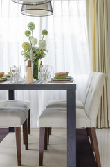 table set on wooden dinning table