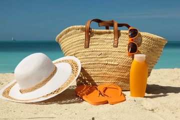 beach bag and sun protection