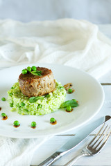 Veal medallion and risotto