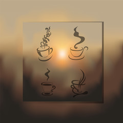 blurred set of coffee cup-vector illustration