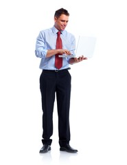Businessman with laptop computer.