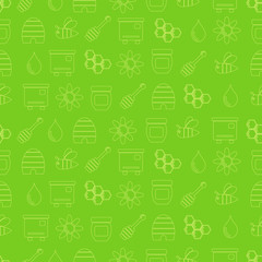 seamless background with bees and of beekeeping