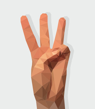 Woman hand in polygonal style three