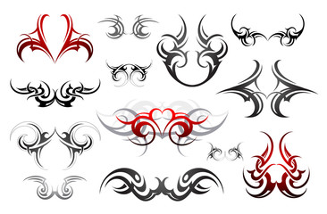 Set of body art tattoo shapes