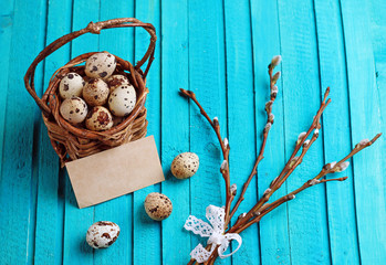 Quail eggs and willow branch