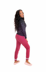 Fototapeta premium Black girl in pink tights.