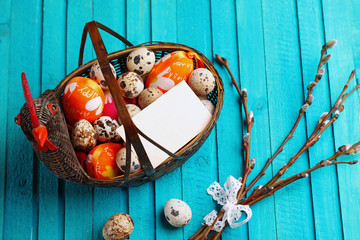 Quail eggs and willow branch