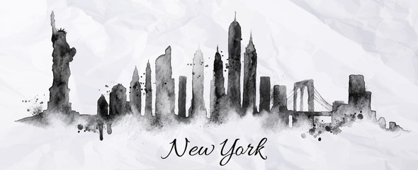 Fototapeta premium Silhouette ink New york
