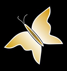 Illustration  gold butterfly of black background