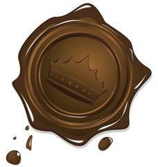 Illustration of wax grunge golden seal with image crown