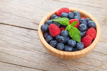 Blueberries and raspberries