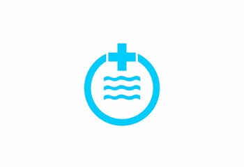 Blue water, cross, circle, vector, logo, icon