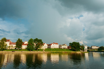 Obraz premium Building In Old Part Minsk, Downtown Nyamiha Nemiga, Belarus