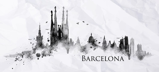 Silhouette ink Barcelona - obrazy, fototapety, plakaty