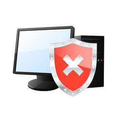 Protected computer icon. Vector illustration