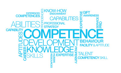 Competence development skills word tag cloud illustration