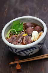 kamo nanban soba, buckwheat noodles with duck and leeks