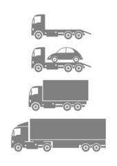 Gray truck collection on white background
