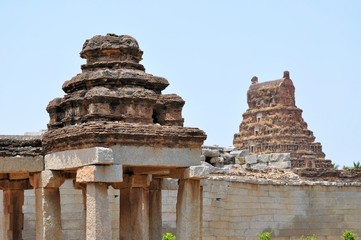 Ancient overgrown ruins of Hampi, Karnataka, India