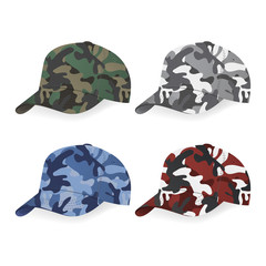 Set of Military caps with camouflage pattern © gomolach