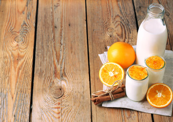 Breakfast time (homemade yogurt, orange and cinnamon jam, milk)
