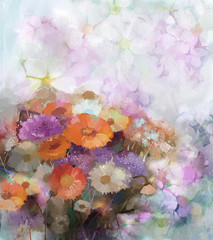 Plakaty  Obraz olejny bukiet kwiatów