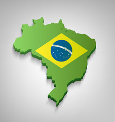 Brazilian Map With Flag
