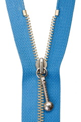 Half open blue zipper